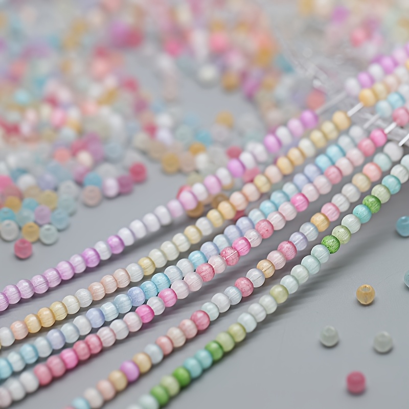 198pcs Mixed Color Glass Cat Eye Beads for Jewellery Making